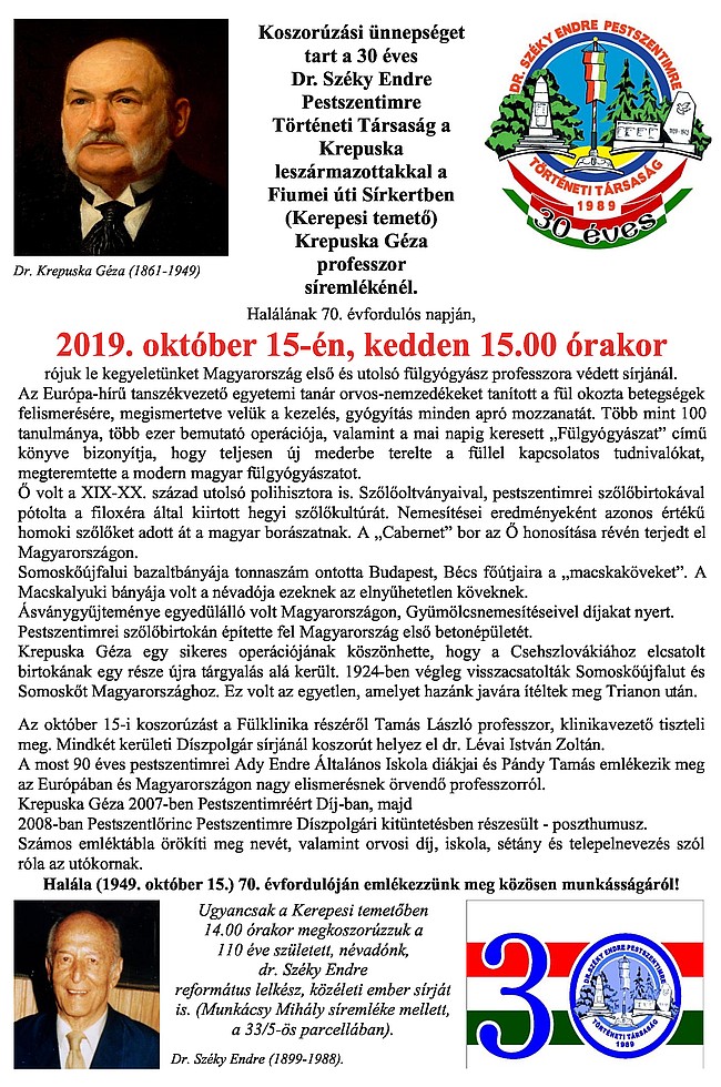 Krepuska Géza - Koszorúzás, 2019 október 15.